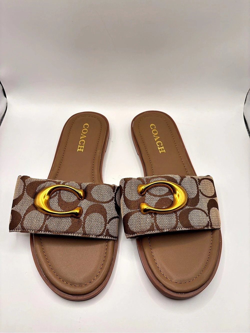 Coach Sculpted C Slide Sandal Brown
